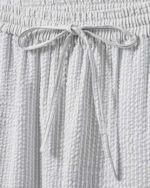 ABIGAILESW TROUSERS - Antique White w Blue