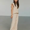ABIGAILESY HIGH WAIST TROUSERS - Soft Brown