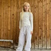 ABIGAILESY TROUSERS - Light Brown Striped