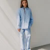 ABIGAILESY TROUSERS - Light Blue striped