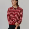 CISSESW STRIPE CARDIGAN - Red Striped