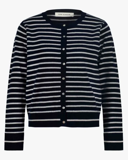 CISSESW STRIPE CARDIGAN - Dark Blue striped