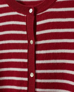 CISSESW STRIPE CARDIGAN - Red Striped
