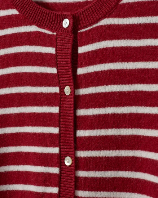CISSESW STRIPE CARDIGAN - Red Striped