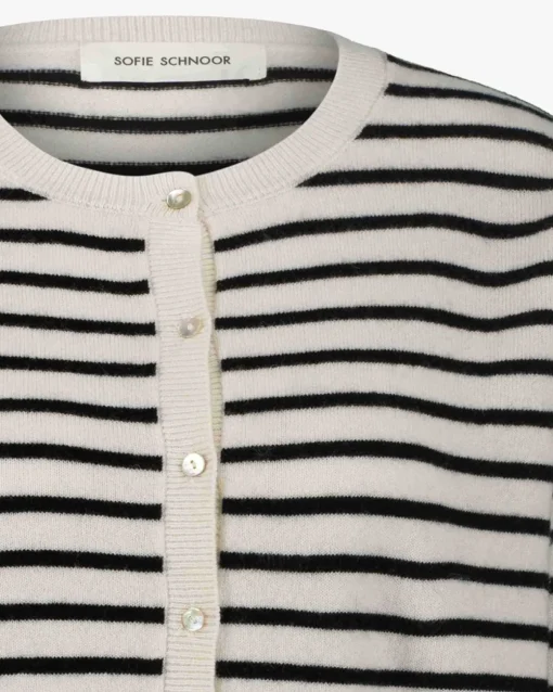 CISSESW STRIPE CARDIGAN - Black Off white