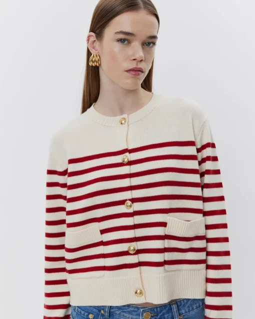 ELICASW CARDIGAN - Red Striped