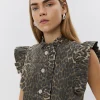 FARAHSW VEST - Light brown leopard