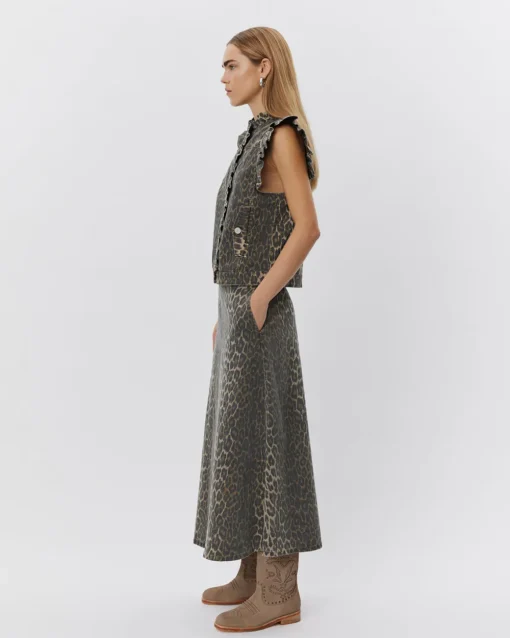 FARAHSW VEST - Light brown leopard