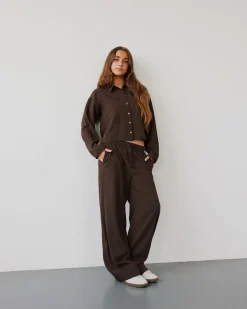 FIASY HIGH WAIST TROUSERS - Brown Fudge