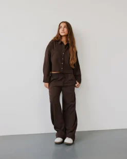 FIASY HIGH WAIST TROUSERS - Brown Fudge