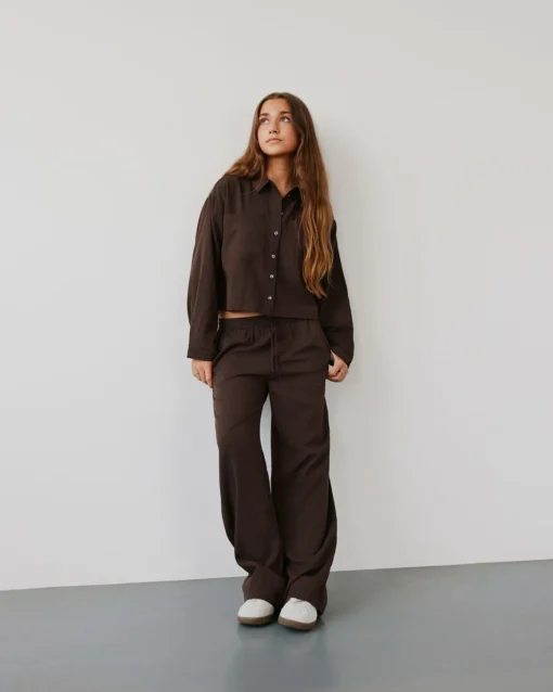 FIASY HIGH WAIST TROUSERS - Brown Fudge