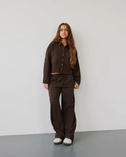 FIASY HIGH WAIST TROUSERS - Brown Fudge