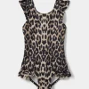 GINASK SWIMSUIT - Light brown leopard