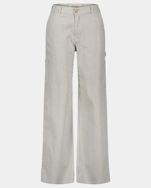 GITTESW TROUSERS - Light Brown Striped