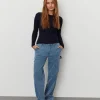 GITTESW TROUSERS - Light Blue striped