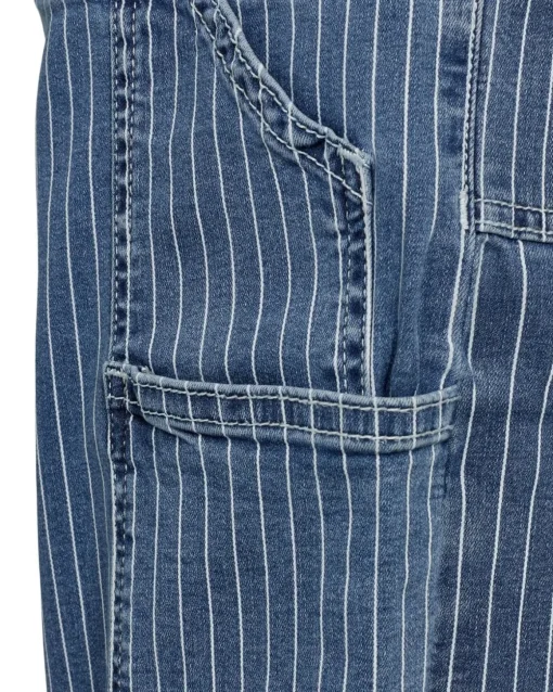 GITTESW TROUSERS - Light Blue striped