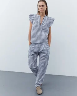 LeahSW Trousers - Blue striped