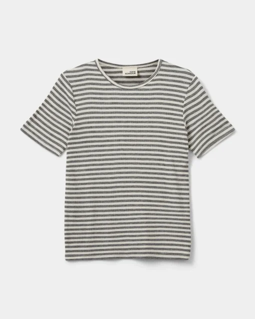 NATALIASY RIB T-SHIRT - Grey Striped