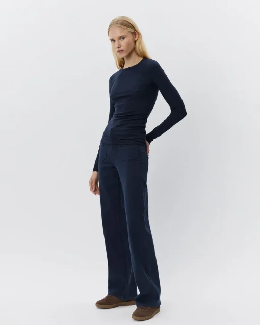 PETRICIASW STRIPE T-SHIRT LONG SLEEVE - Navy Black striped