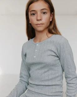 PetriciaSY Pointelle Longsleeve Tee - Grey mel