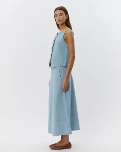 SELIASW SKIRT - Light Blue striped