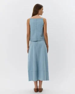 SELIASW SKIRT - Light Blue striped